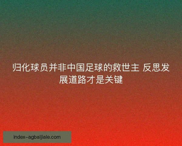 归化球员并非中国足球的救世主 反思发展道路才是关键
